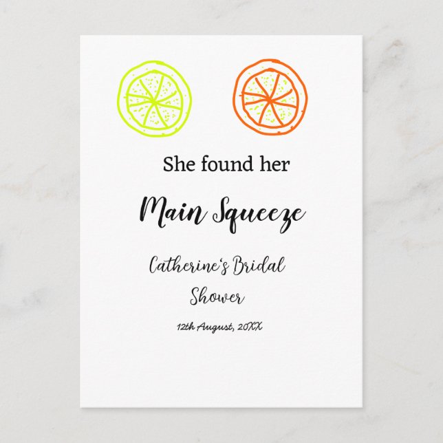 Carte Postale Main Squeeze citron citron mariage enter nom d (Devant)