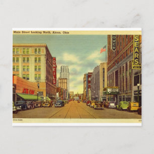 Carte Postale Main St, Akron, Ohio Vintage