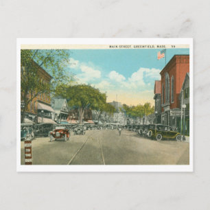 Carte Postale Main St., Greenfield, MA Vintag