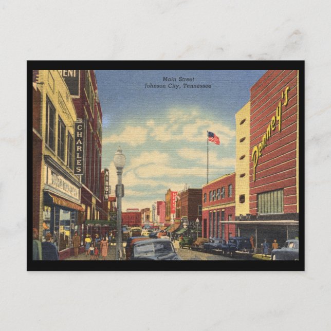 Carte Postale Main St, Johnson City, Tennessee Vintage (Devant)