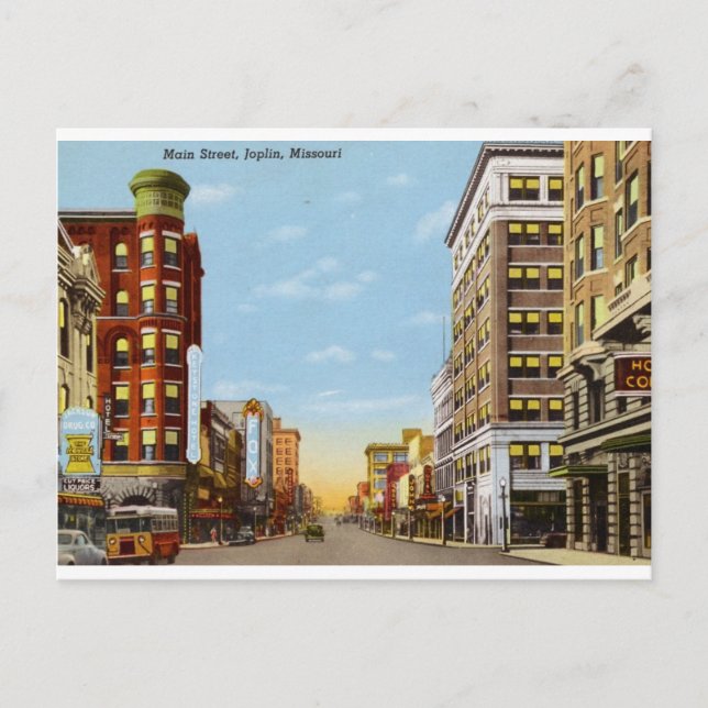 Carte Postale Main St, Joplin, Missouri Vintage (Devant)