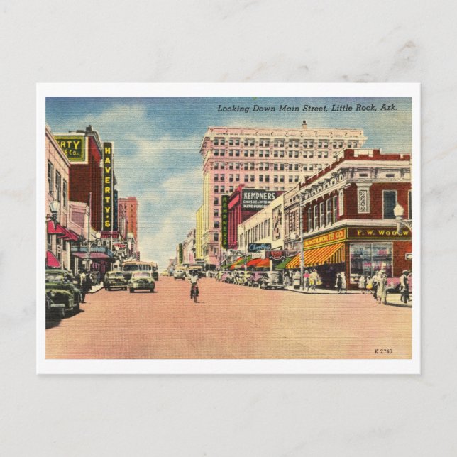 Carte Postale Main St, Little Rock, Arkansas Vintage (Devant)