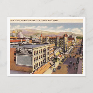 Carte Postale Main Street Boise Idaho années 1940 Style Rétro
