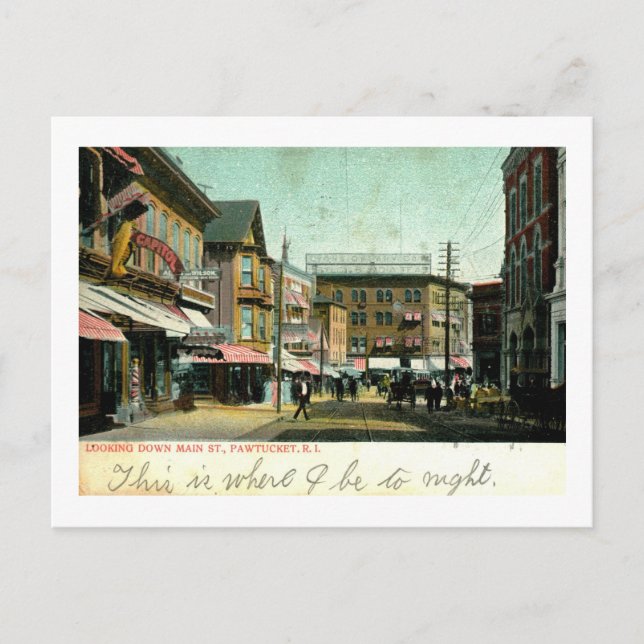 Carte Postale Main Street, Pawtucket, Rhode Island Vintage (Devant)
