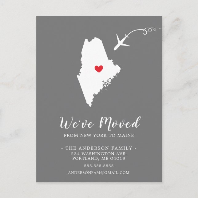 Carte postale MAINE de l'État de déplacement (Devant)
