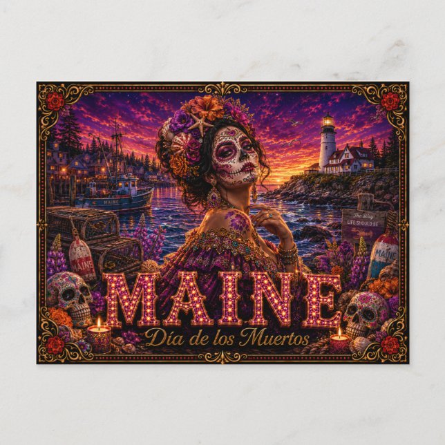 Carte Postale Maine Día de los Muertos Rétro (Devant)