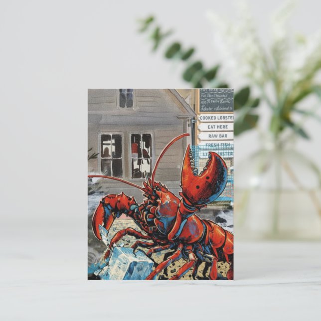 Carte Postale Maine Lobster Breaking Ice Cube (Debout devant)