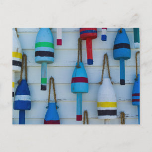 Carte Postale Maine, Stonington, bouées décoratives de homard