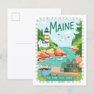 Carte Postale Maine the Pine Tree State USA Summer Travel