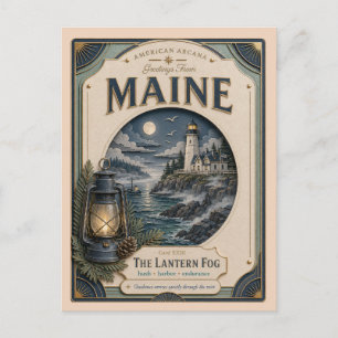 Carte Postale Maine Vintage Paper Cut American Arcana