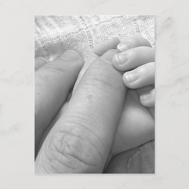 Carte Postale Mains de bébé doigts mains tenant serrant doux (Devant)