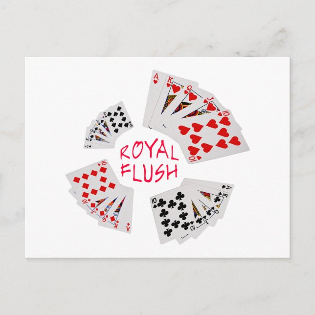 Carte Postale Mains de poker - Royal Flush (Devant)