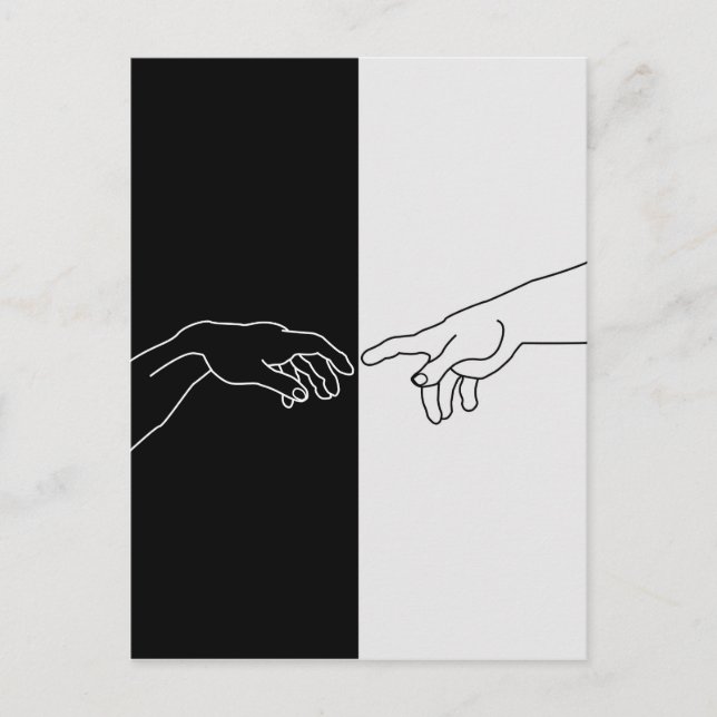 Carte Postale Mains montrant la création d'Adam (Devant)