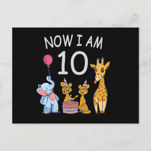 Carte Postale Maintenant j'ai 10 ans 10ème anniversaire au Zoo