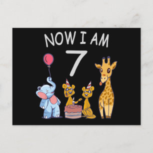 Carte Postale Maintenant j'ai 7 ans 7ème anniversaire au Zoo