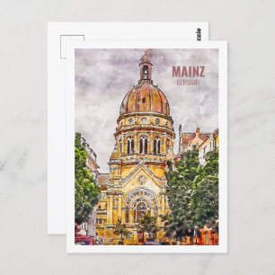 Carte Postale Mainz Allemagne Fameux Voyage Aquarelle croquis