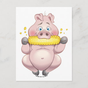 Carte Postale Maïs doux BBQ rose Piggy
