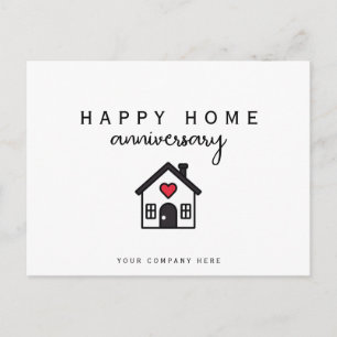 Carte Postale Maison à cœur rouge Anniversaire de la maison