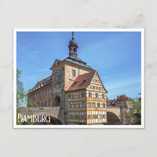 Carte Postale Maison à colombages et pont à Bamberg, Allemagne
