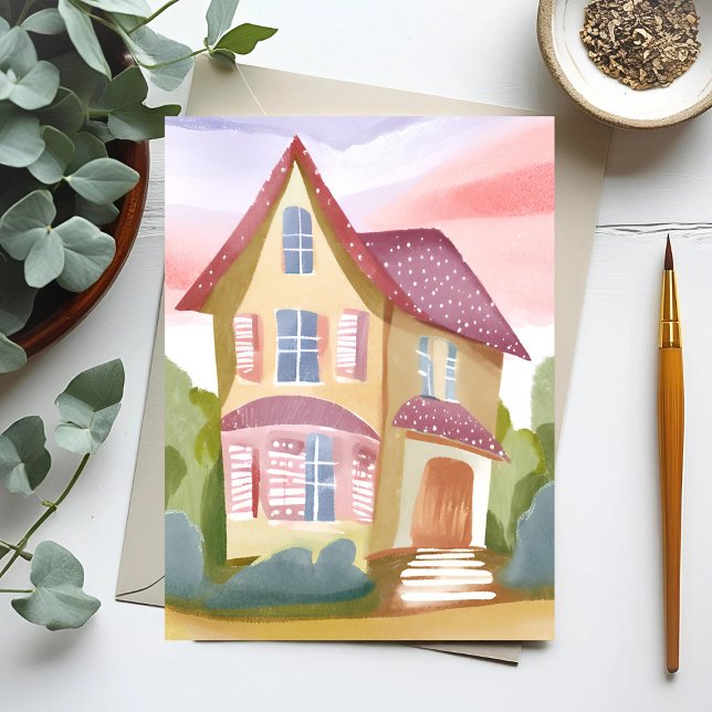 Carte Postale Maison à l'aquarelle | Joliment Peint (Créateur téléchargé)