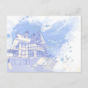 Carte Postale maison : aquarelle