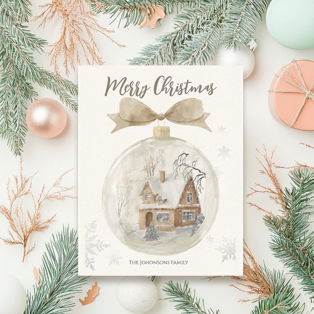 Carte Postale Maison aquarelle dans un Noël boule à neige (Créateur téléchargé)
