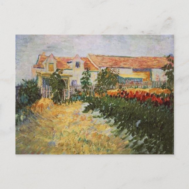 Carte Postale Maison avec tournesol, Van Gogh Art (Devant)