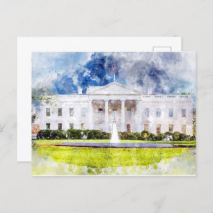 Carte Postale Maison Blanche à Washington DC Watercolor