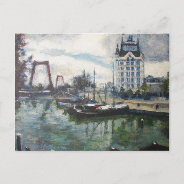 Carte Postale Maison Blanche Witte Huis Rotterdam Peinture aux B (Devant)