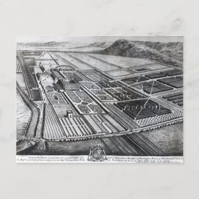 Carte Postale Maison Chatsworth, gravée par Johannes Kip (Devant)