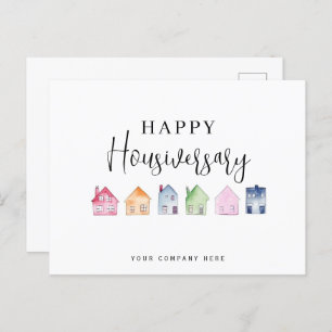 Carte Postale Maison colorée Happy Housiversary Immobilier