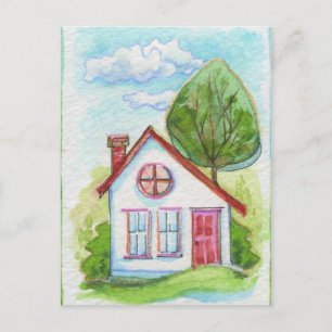 Carte Postale Maison couleur aquarelle