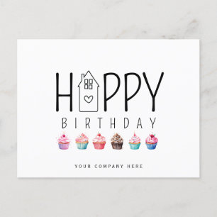 Carte Postale Maison Cupcake Colorée Joyeux Anniversaire Immobil