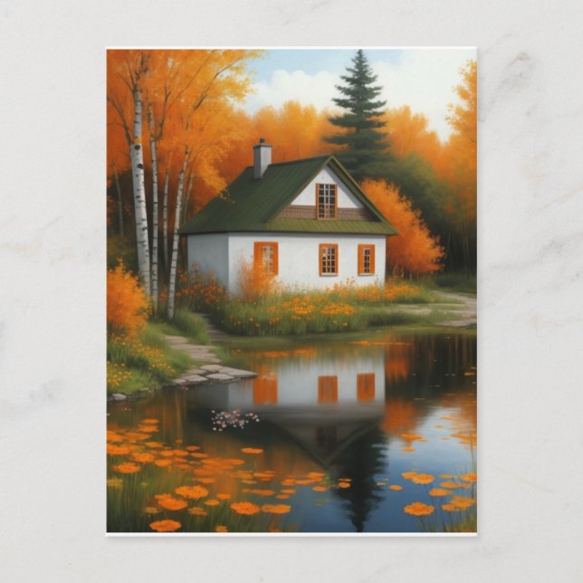 Carte Postale maison d'automne (Devant)