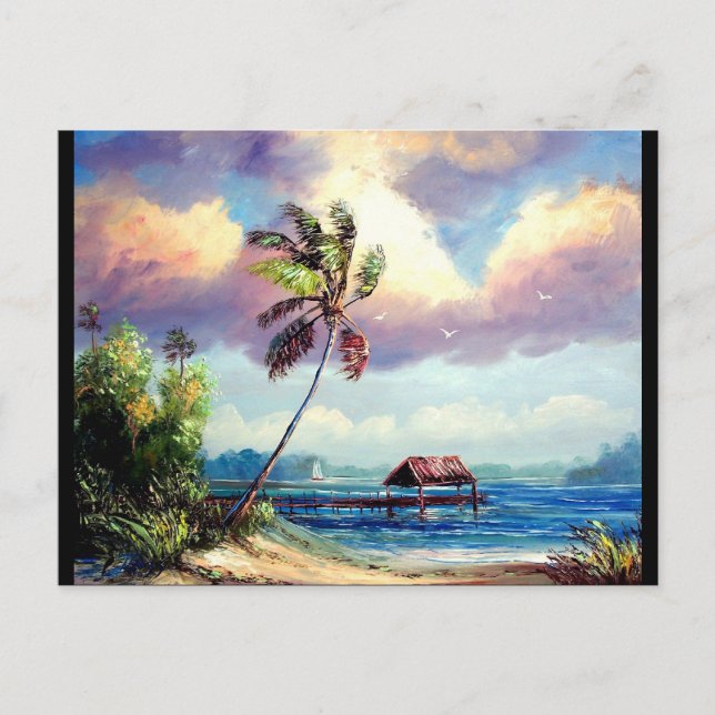 Carte Postale Maison de bateau tropical (Devant)