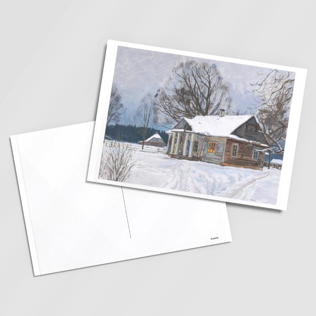 Carte Postale Maison de campagne à Dusk en hiver (Créateur téléchargé)