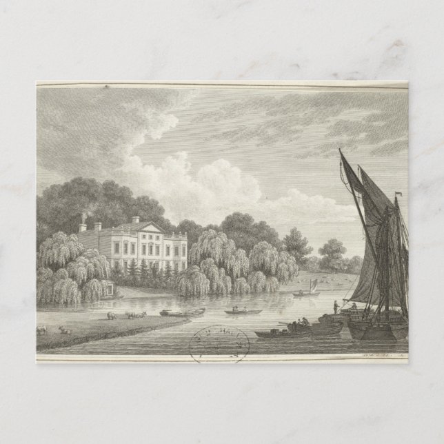 Carte Postale Maison de campagne avec lac et bateaux (Devant)