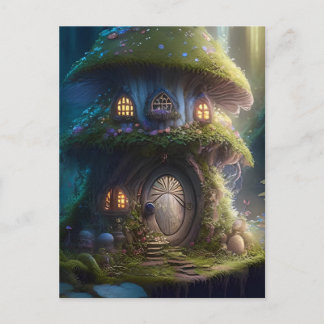 Carte Postale Maison de champignons de fées