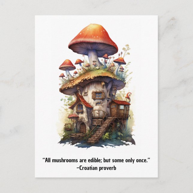 Carte Postale Maison de champignons Tous les champignons sont co (Devant)