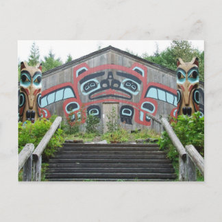Carte Postale Maison de clan et mâts totémiques, Ketchikan, Alas