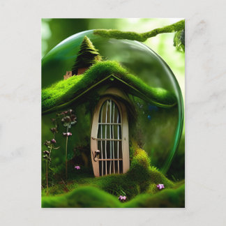 Carte Postale Maison De Fée Dans Une Orbe De Verre Dans La Forêt