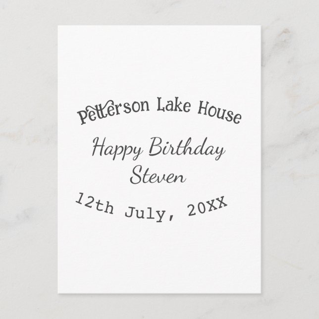 Carte Postale Maison de lac plage joyeux anniversaire ajouter no (Devant)