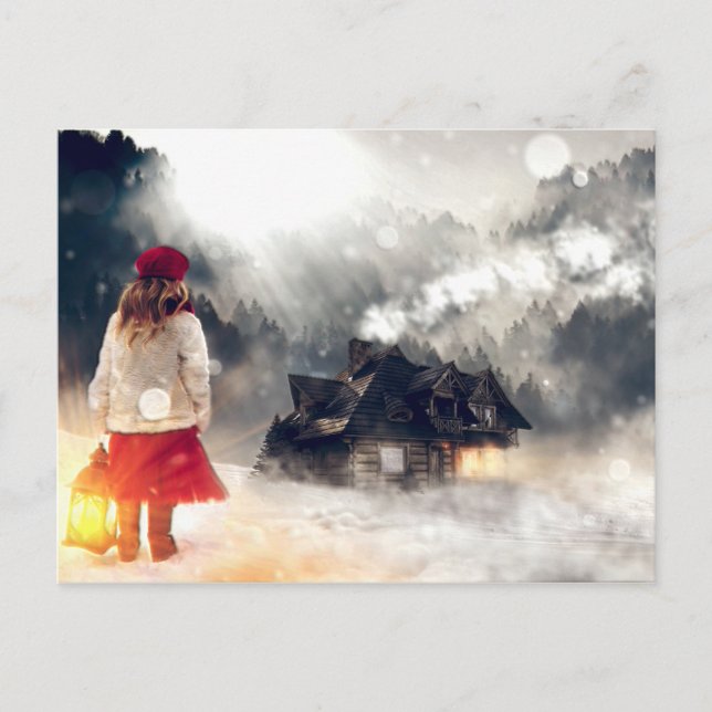 Carte Postale Maison de neige de voeux de Noël (Devant)