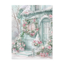 Maison de Noël à la menthe et rose