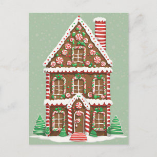Carte Postale Maison de Noël en pain d'épice, poste