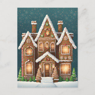 Carte Postale Maison de Noël en pain d'épice, poste