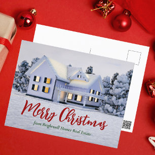 Carte Postale Maison de Noël personnalisée Société immobilière
