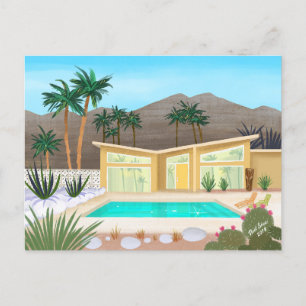 Carte Postale Maison de piscine moderne du milieu du siècle