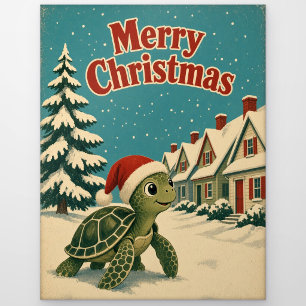 Carte Postale Maison de tortue de mer rangée d'animaux de Noël