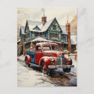 Carte Postale Maison de ville de Noël hivernal vintage